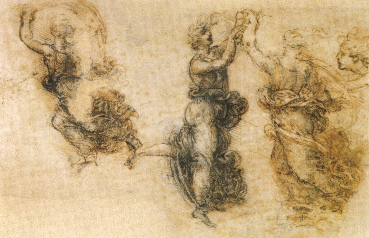 üç dans figürünün incelenmesi by Leonardo da Vinci