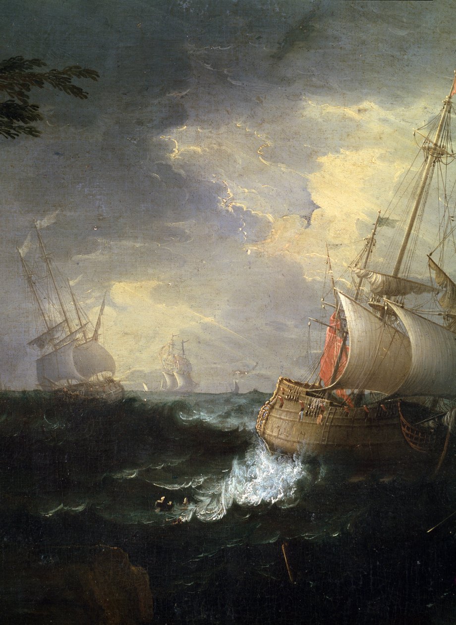 "" tempete en mer "" (Fırtınalı deniz) Detay. Peinture de Leonardo Coccorante (1680-1750) Musee des Beaux Arts de Mikalojus Konstantinas Ciurlionis, Kaunas, Litvanya