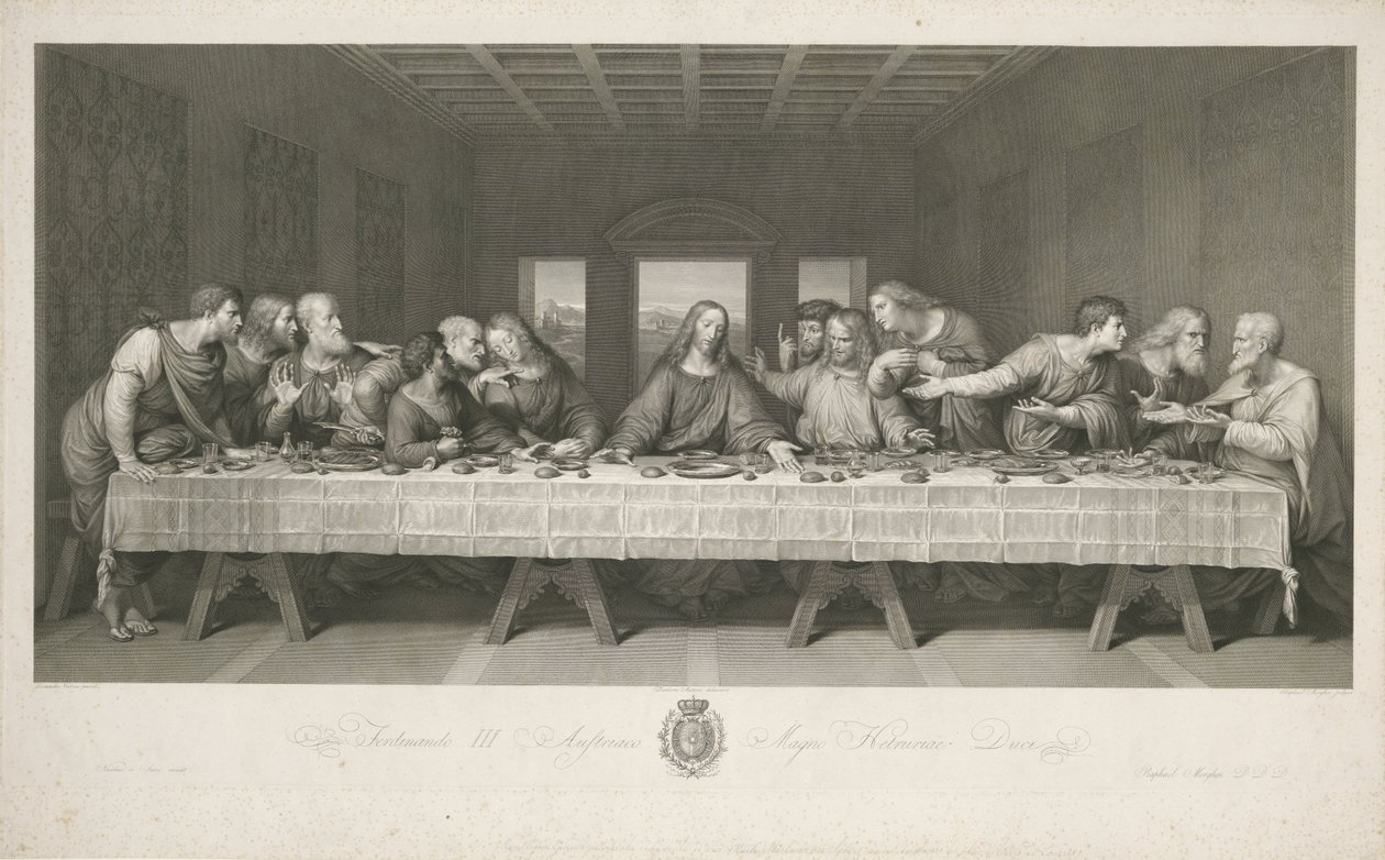 Son Akşam Yemeği, Teodoro Matteini tarafından çizilmiş, Raphael Morghen tarafından oyulmuş (gravür) by Leonardo da (after) Vinci