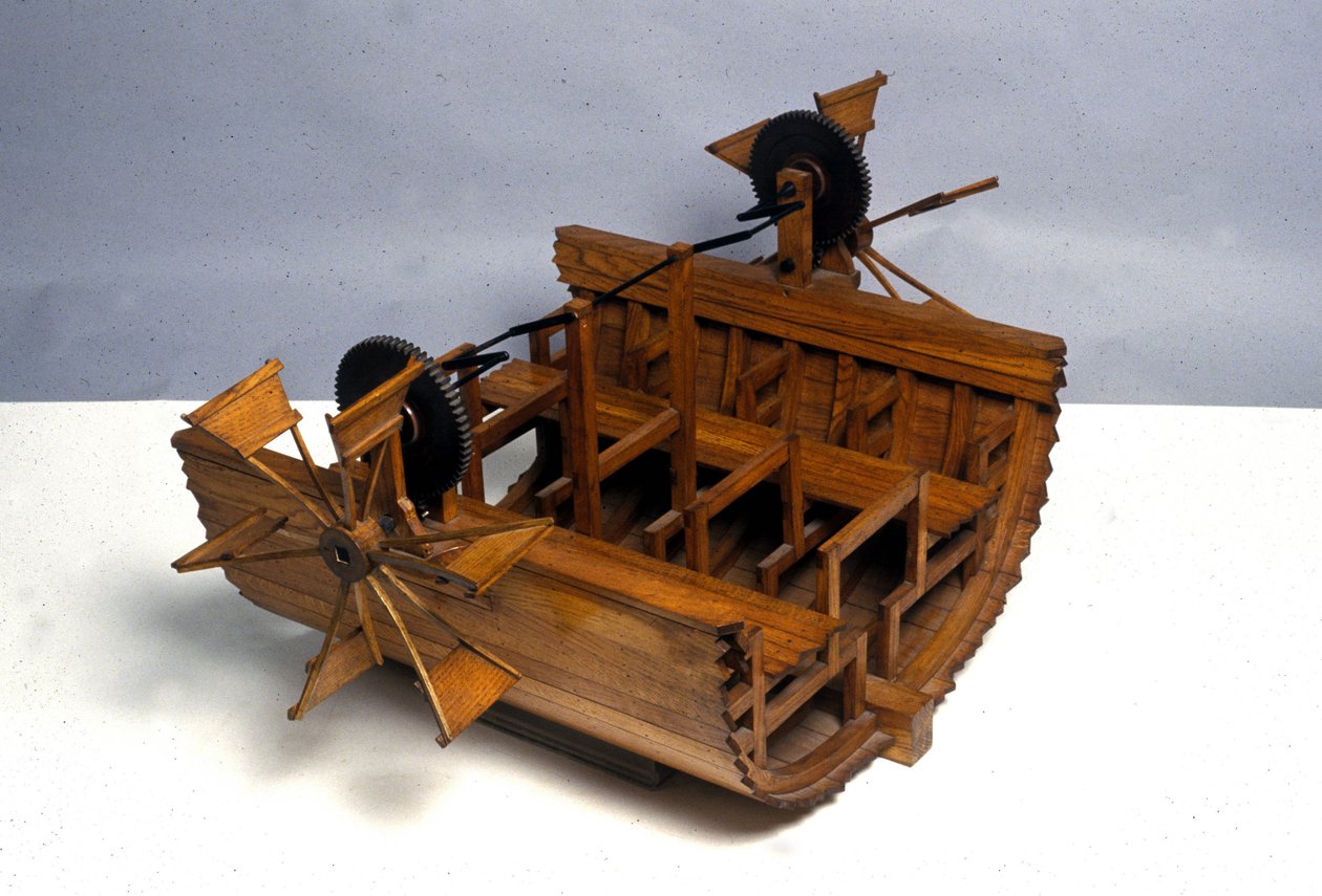 Tekerlekli tahrikli tekne. Leonardo da Vinci