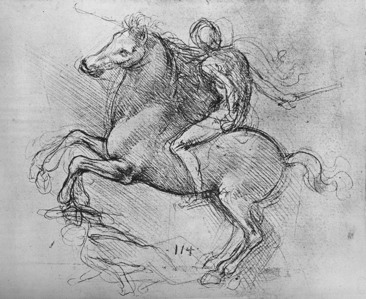 Düşmüş Bir Düşmanın Altında Ayakta Yürüyen Bir Süvari, c1480 1945 by Leonardo da Vinci