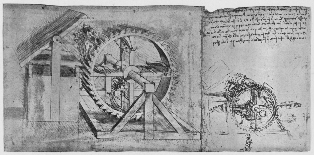 Çözülen ve Art arda Dört Arbalet Ateşleyen Büyük Bir Çark, c1480, 1945 by Leonardo da Vinci