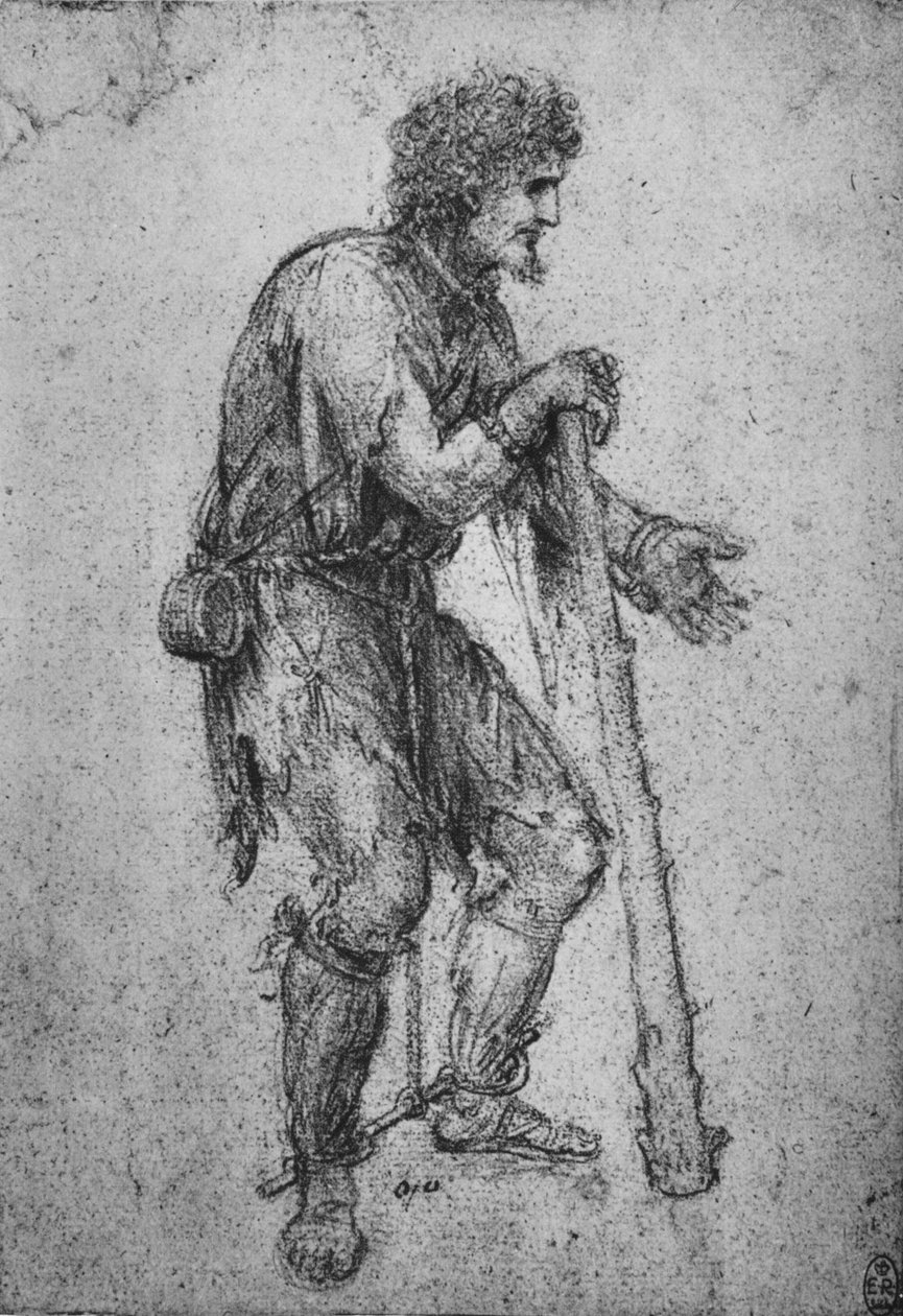 Sopalı ve Zincirli Ayaklı Bir Adam, c1480 1945 by Leonardo da Vinci