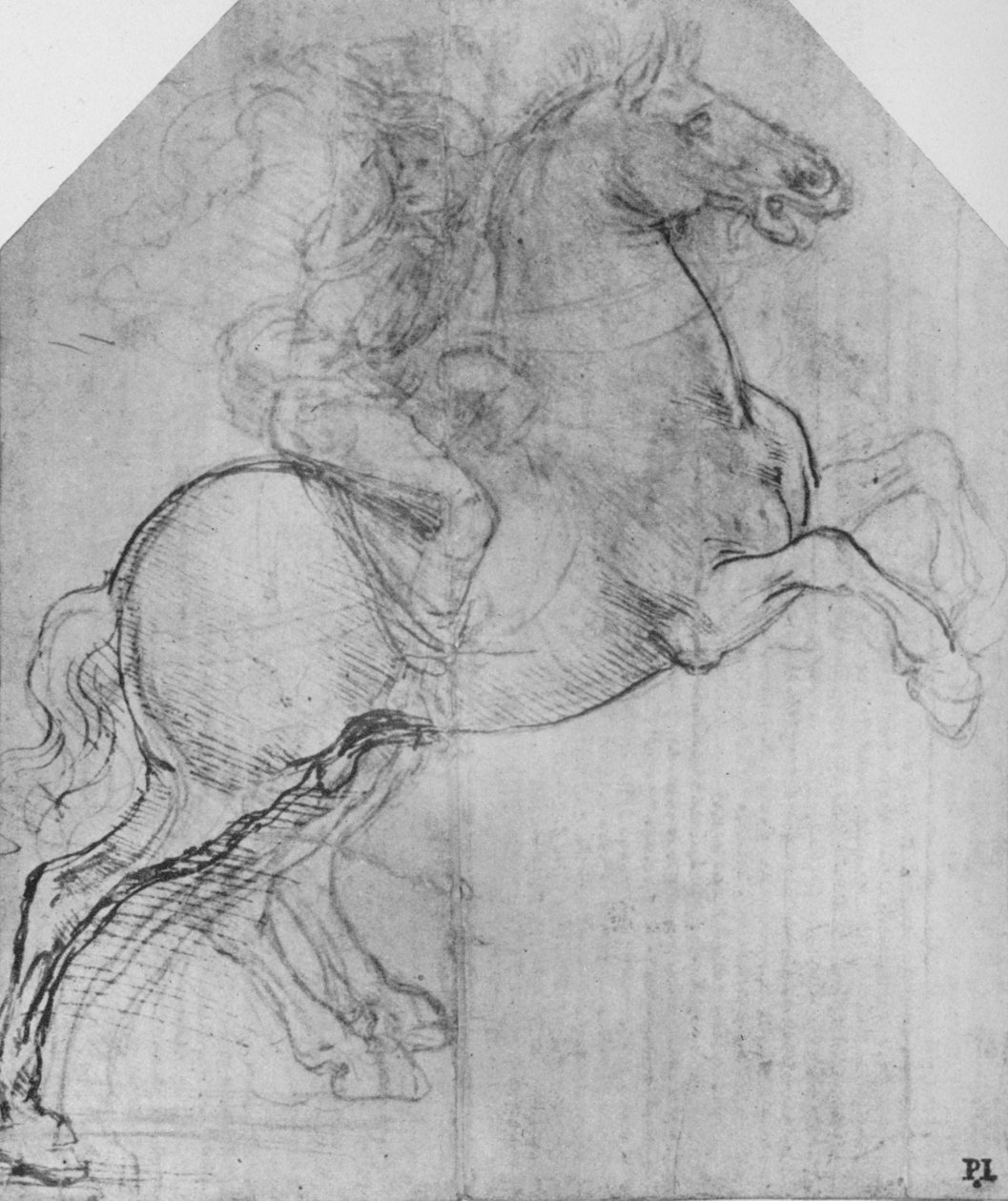Yetiştirme Atına Binmiş Bir Binici, c1480 1945 by Leonardo da Vinci