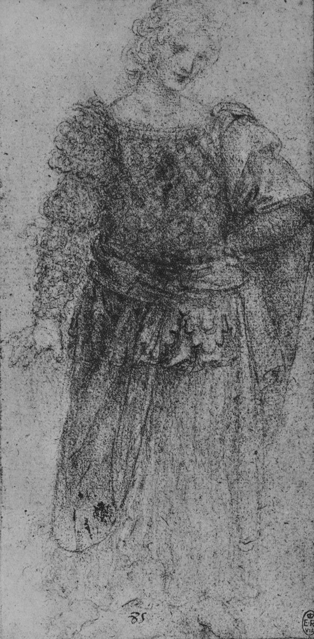 Korsajı Örgülü ve Sol Kolunda Pelerin Olan Bir Kadın, c1480 1945 by Leonardo da Vinci