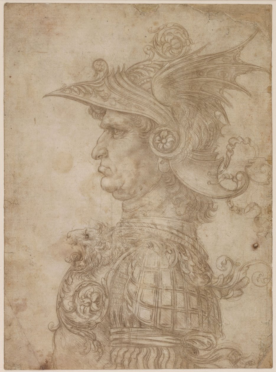 Soldan profilde bir savaşçı büstü, 1475-1480. by Leonardo da Vinci