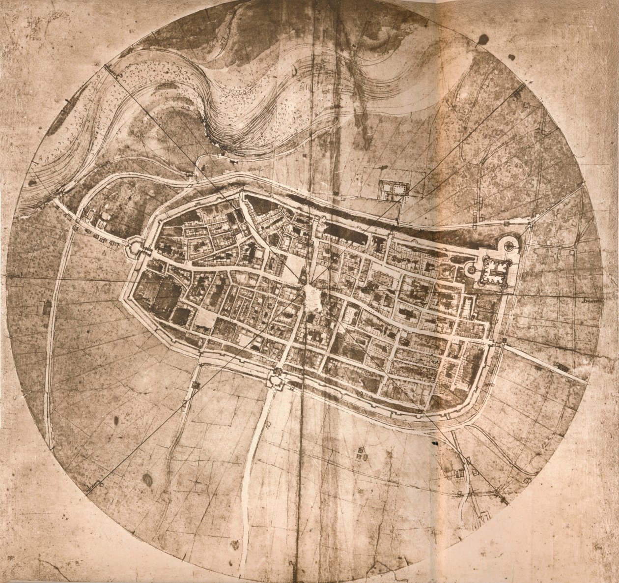 İtalya, Imola kasabasını temsil eden bir harita, c1472-c1519 1883 by Leonardo da Vinci