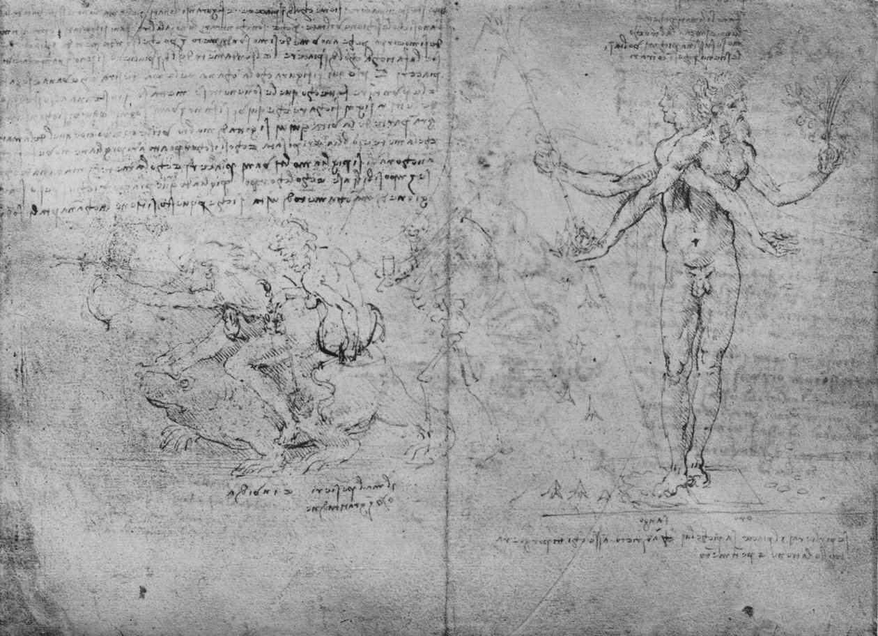 Zevk, Acı ve Kıskançlık Alegorileri, c1480 1945 by Leonardo da Vinci