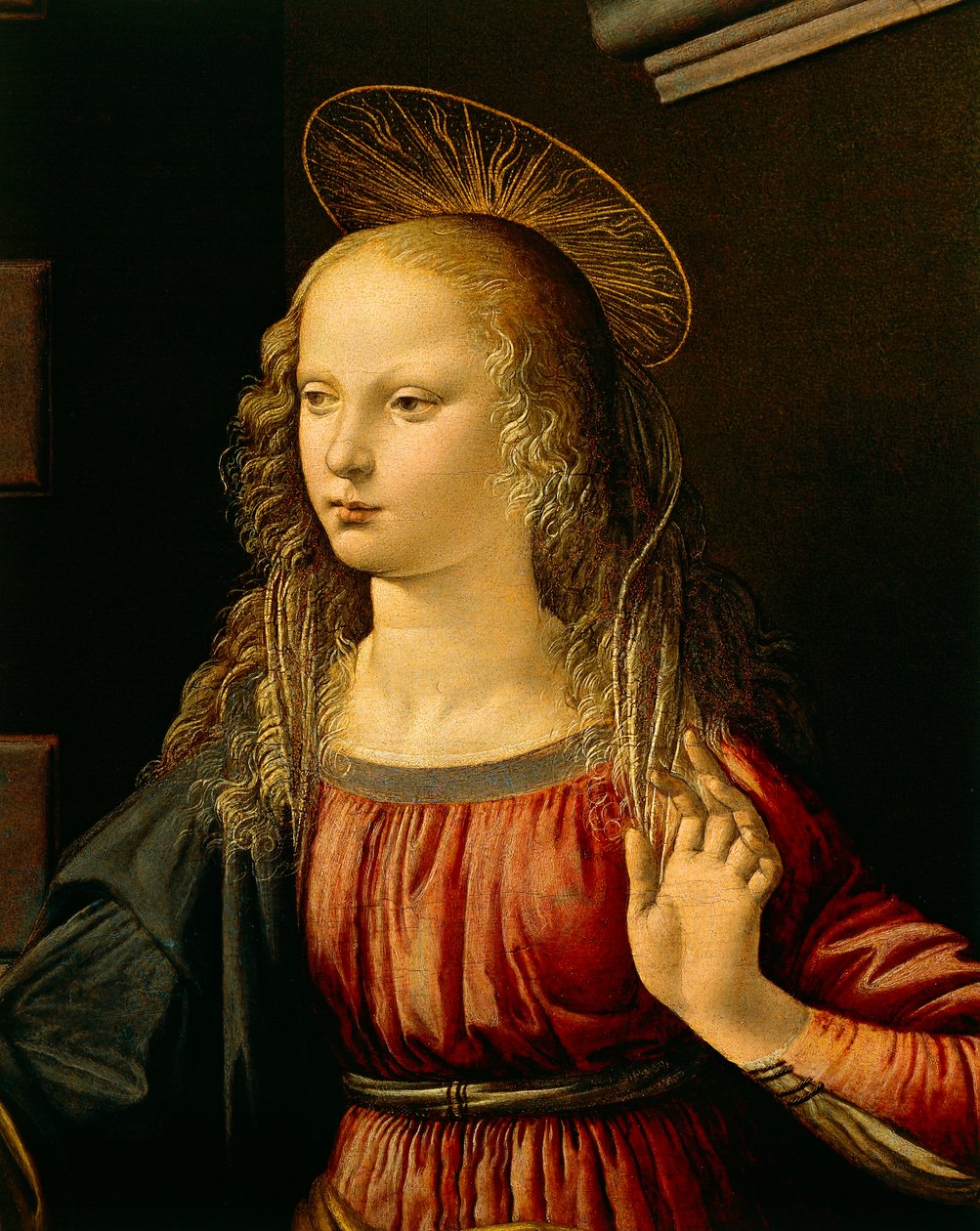 Müjde, c.1475 (ahşap üzerine yağ ve tempera) by Leonardo da Vinci