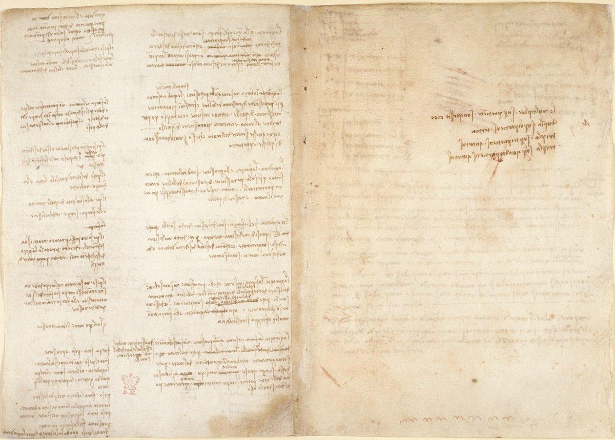 Arundel 263, f.37v, f.38r Mekanik üzerine notlar, 