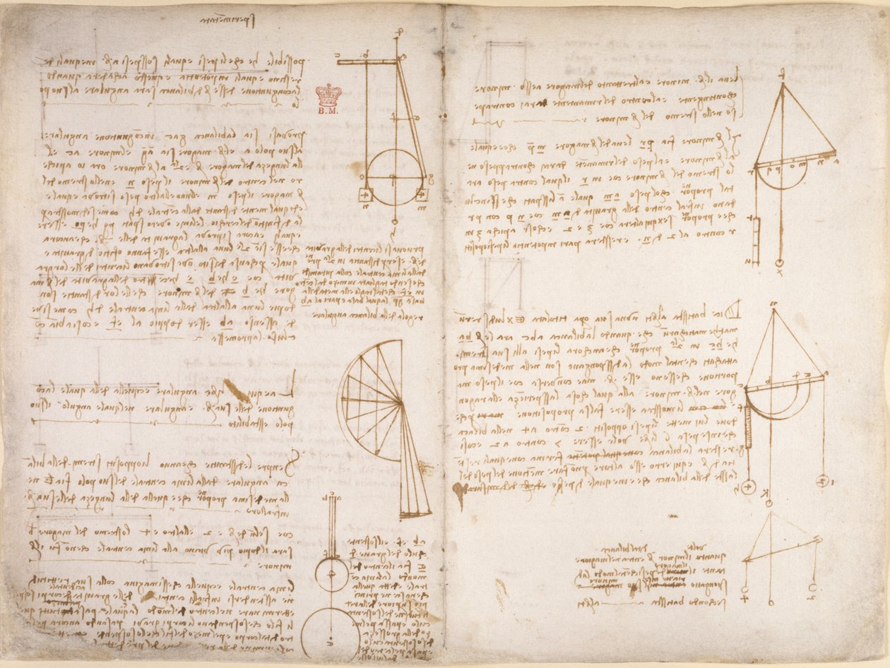 Arundel 263, f.67v, f.66 Mekanik üzerine notlar ve diyagramlar, 
