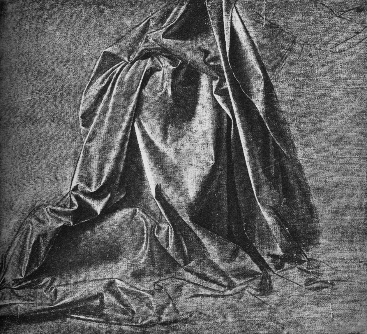 Sağa Diz Çöken Bir Figür için Perdelik Dökümü, c1470 1945 by Leonardo da Vinci