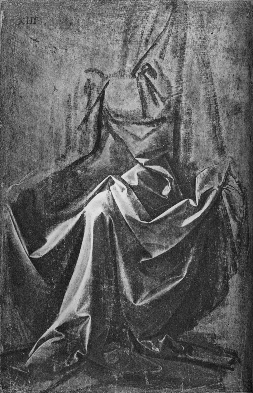 Oturan Figür için Perdelik Dökümü, c1475 1945 by Leonardo da Vinci