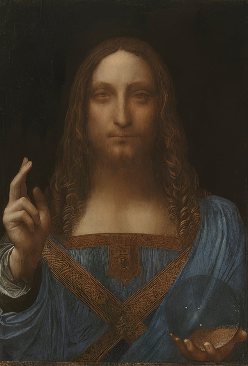 Kurtarıcı İsa (Salvator Mundi). 1499-1500 civarında by Leonardo da Vinci