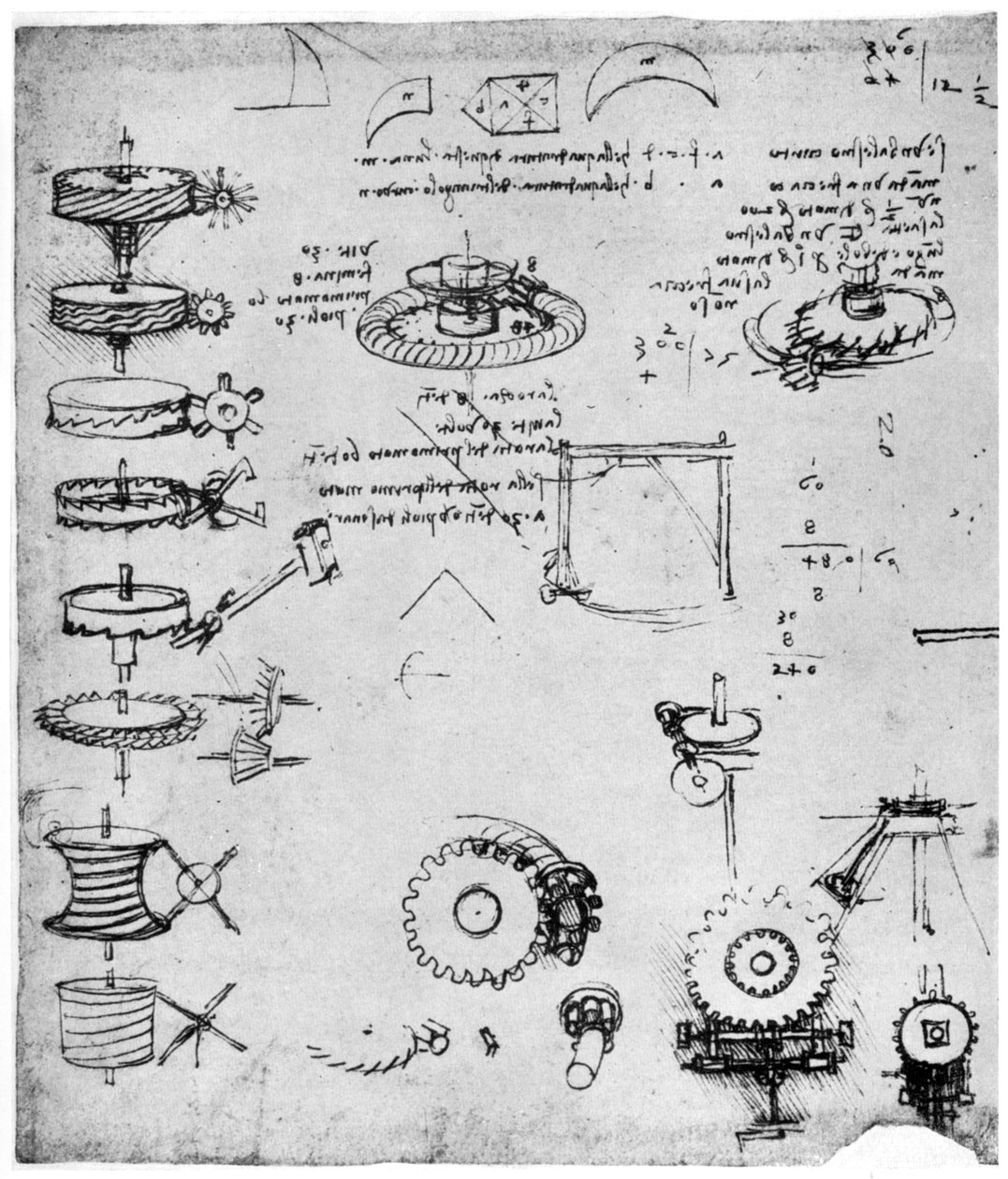 Dişli çark detayı, 15. yüzyılın sonları veya 16. yüzyılın başlarında 1954. by Leonardo da Vinci