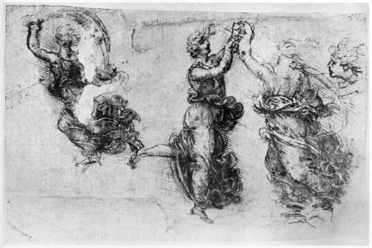 Dans eden kadınlar, 15. yüzyılın sonları veya 16. yüzyılın başlarında 1954. by Leonardo da Vinci