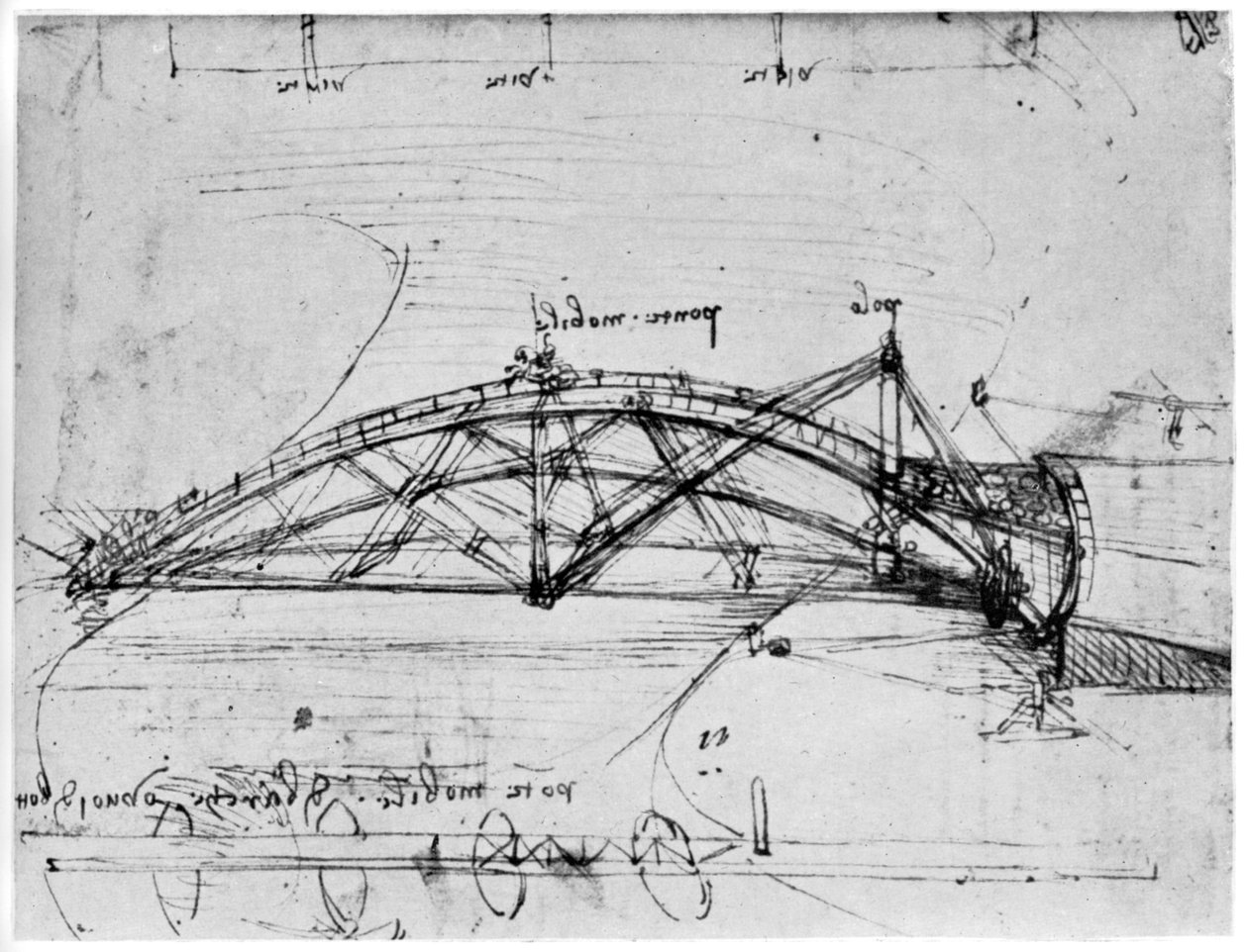 Parabolik döner köprü tasarımı, 1480-1490 1954. by Leonardo da Vinci