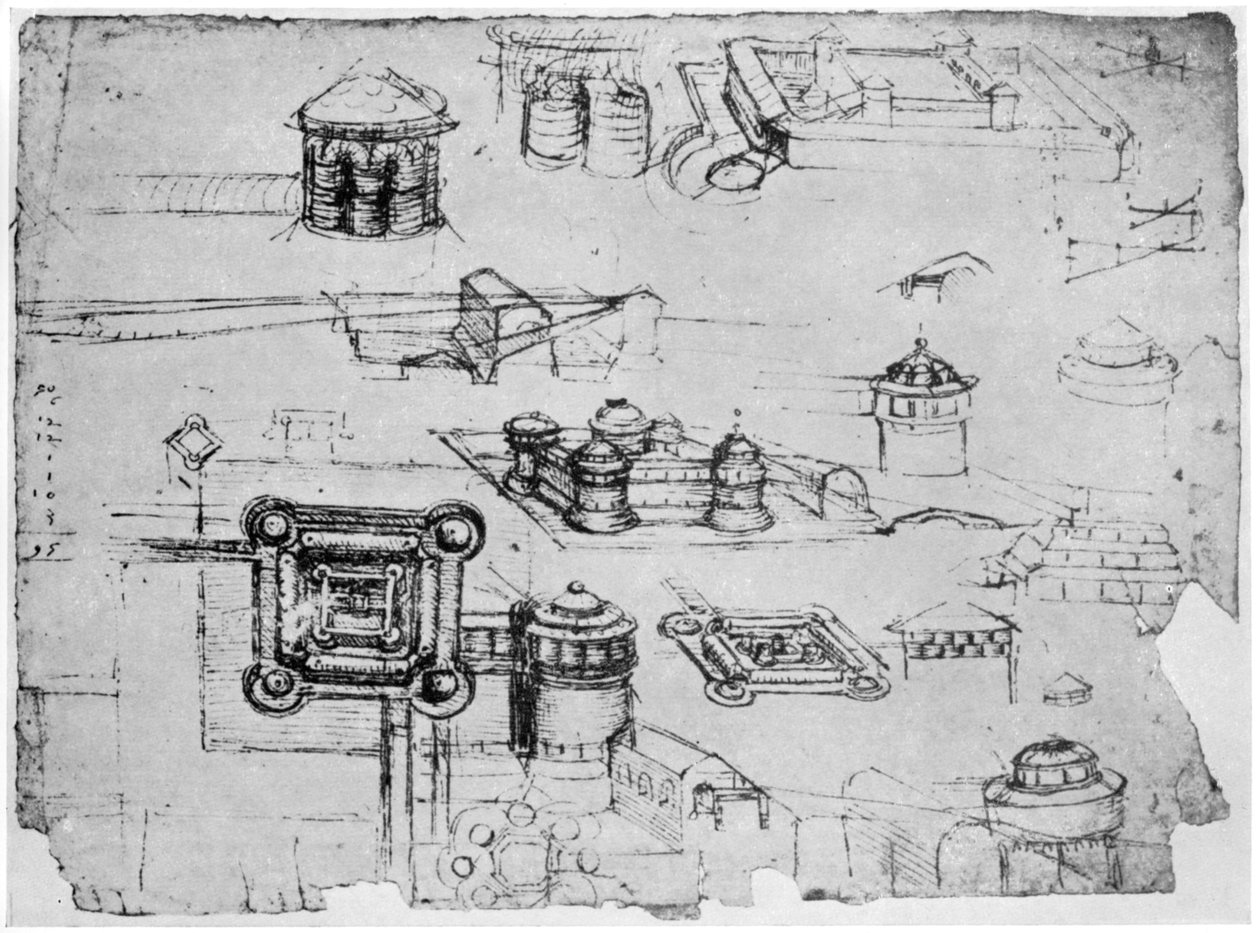 Bir kale için tasarımlar, 1500-1505 1954. by Leonardo da Vinci