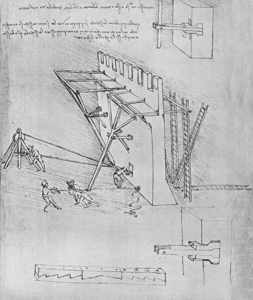 Ölçekleme Merdivenlerini Geri Çekme Cihazı, c1480 1945 by Leonardo da Vinci