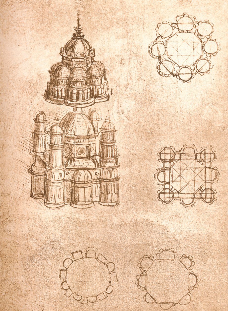 Kiliselerin çizimi, c1472-c1519 1883 by Leonardo da Vinci