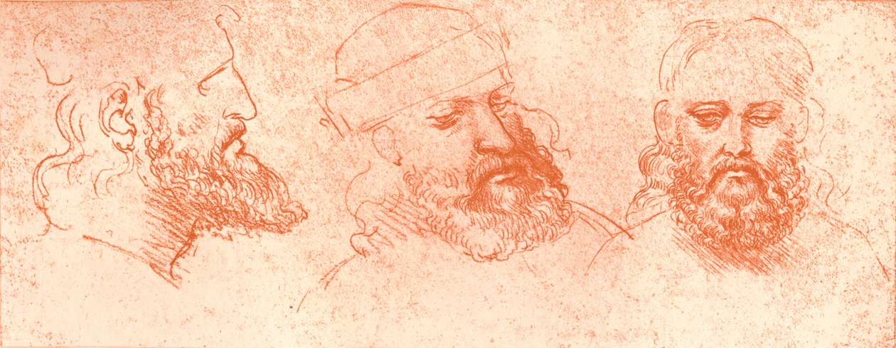 Kırmızı tebeşirle doğu kafalarının çizimi, c1472-c1519 1883 by Leonardo da Vinci