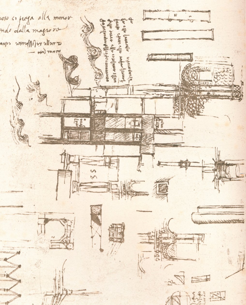 Kaleler ve villalar için proje çizimi, c1472-c1519 1883 by Leonardo da Vinci