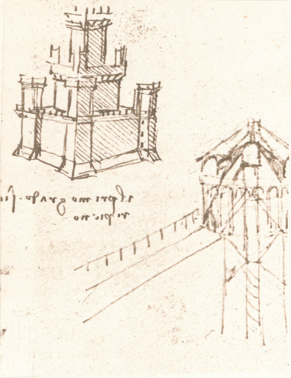 Kaleler ve villalar için proje çizimi, c1472-c1519 1883 by Leonardo da Vinci