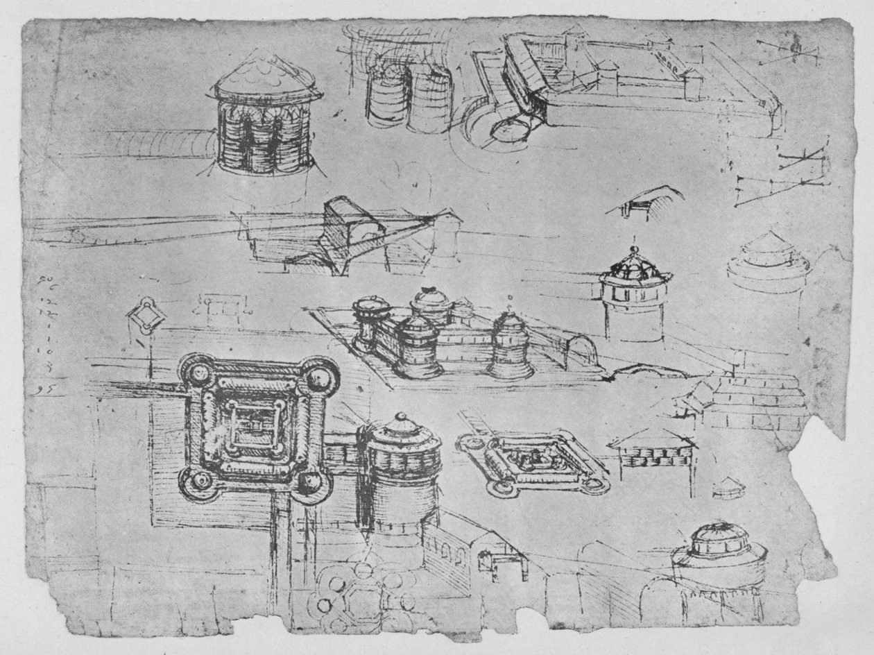 Kare Kale Çizimleri, c1480 1945 by Leonardo da Vinci