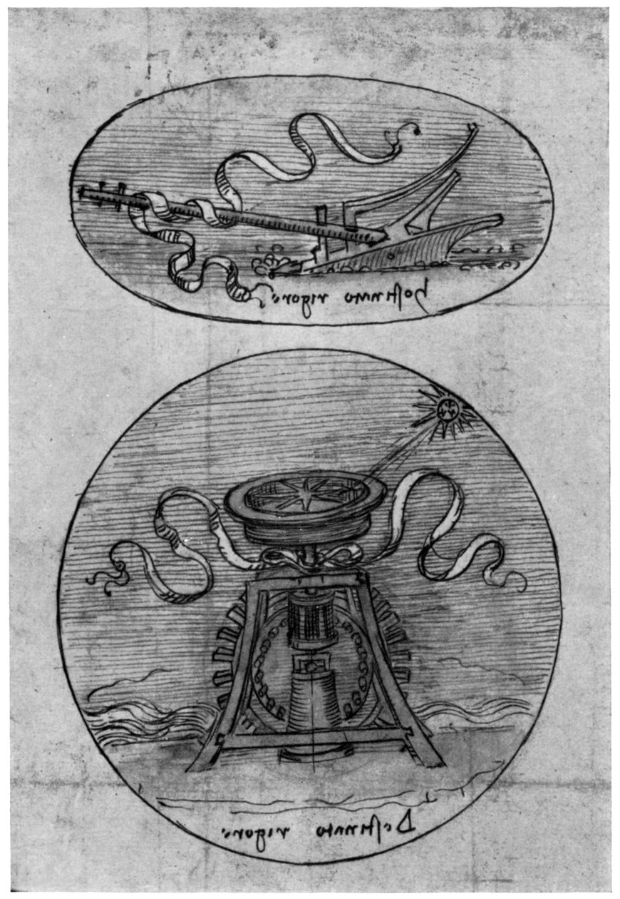 Amblem, Hostinato Rigore detayı, 15. yüzyılın sonları veya 16. yüzyılın başlarında 1954 by Leonardo da Vinci