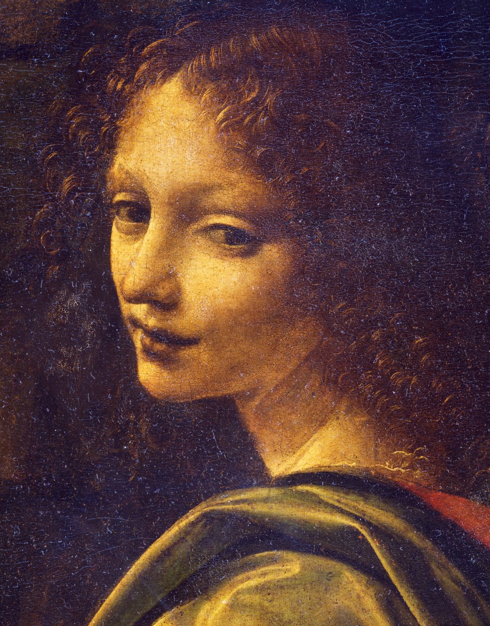 Meleğin yüzü, Virgin of Rocks'tan detay by Leonardo da Vinci