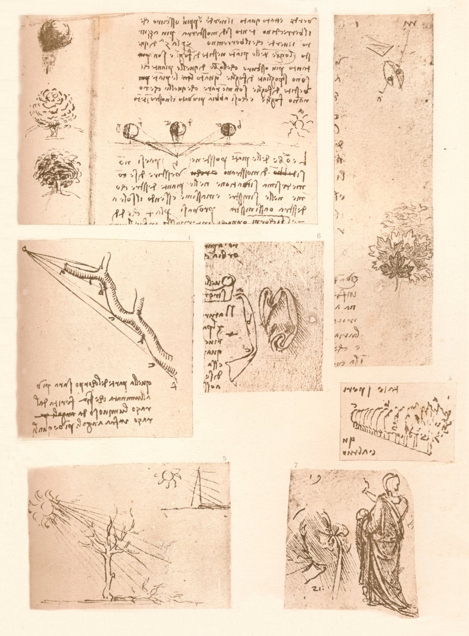 Manzara resminin unsurlarını gösteren beş çizim, c1472-c1519 1883 by Leonardo da Vinci