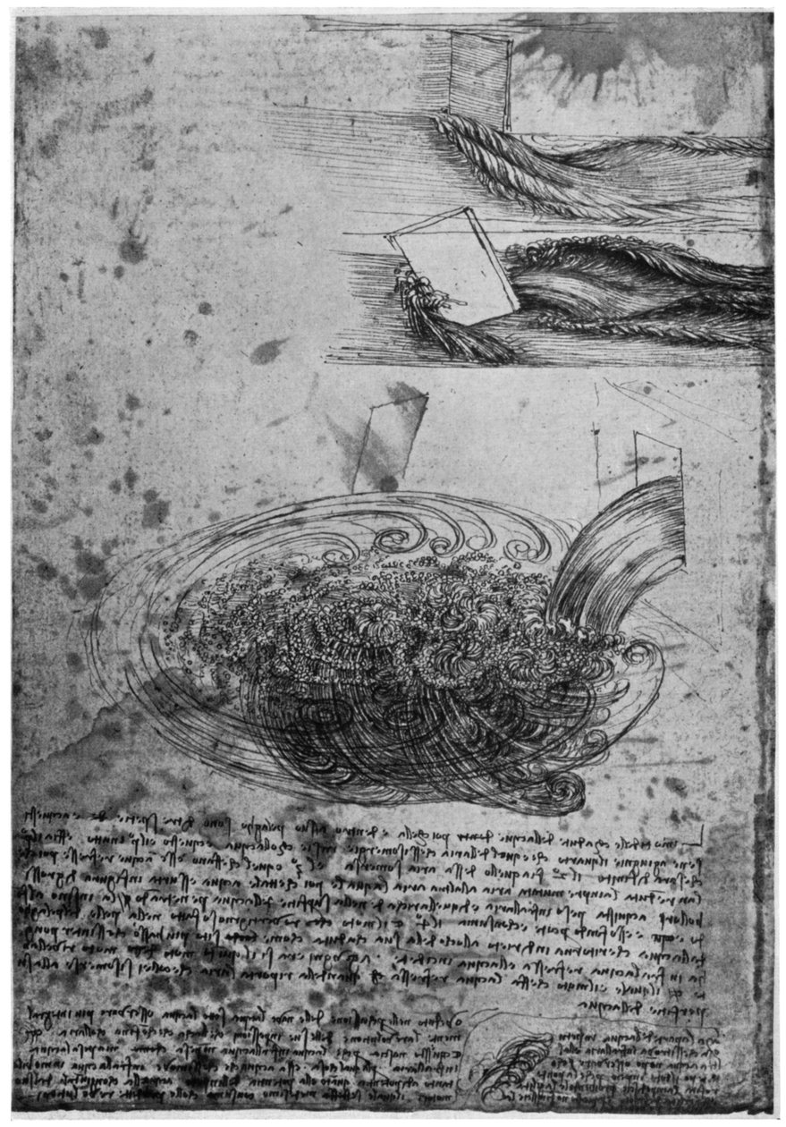 Şelaledeki girdapların akışı, 1509-1511 1954. by Leonardo da Vinci