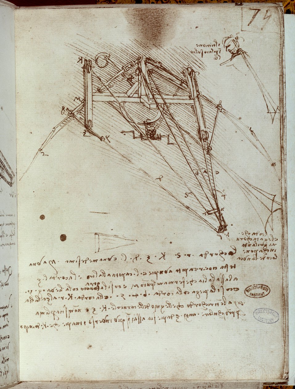 Uçan makine çizimi. Leonard De Vinci