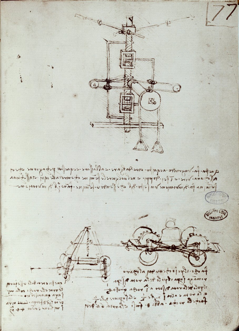 Uçan makine çizimi. Leonard De Vinci