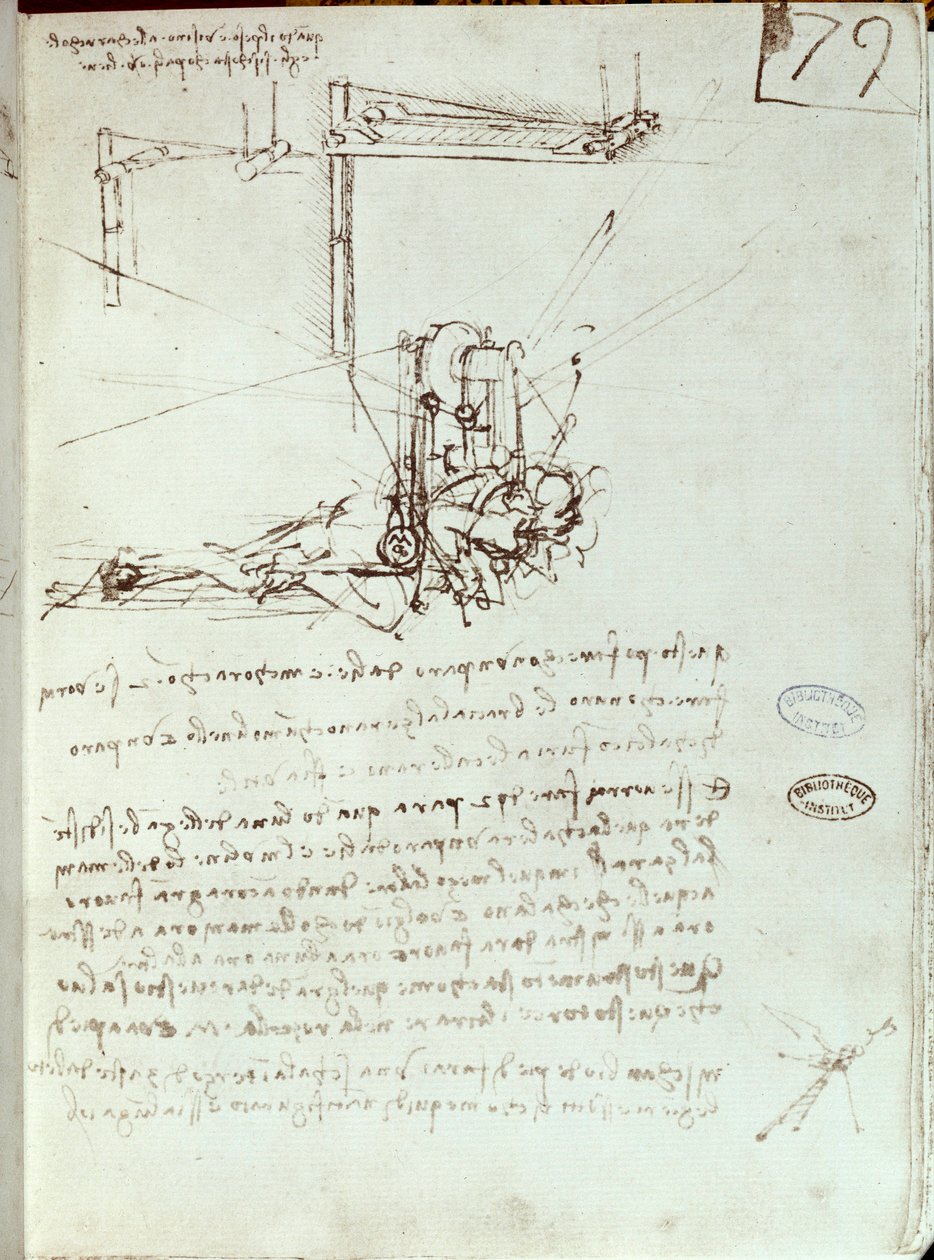 Uçan makine çizimi. Leonard De Vinci