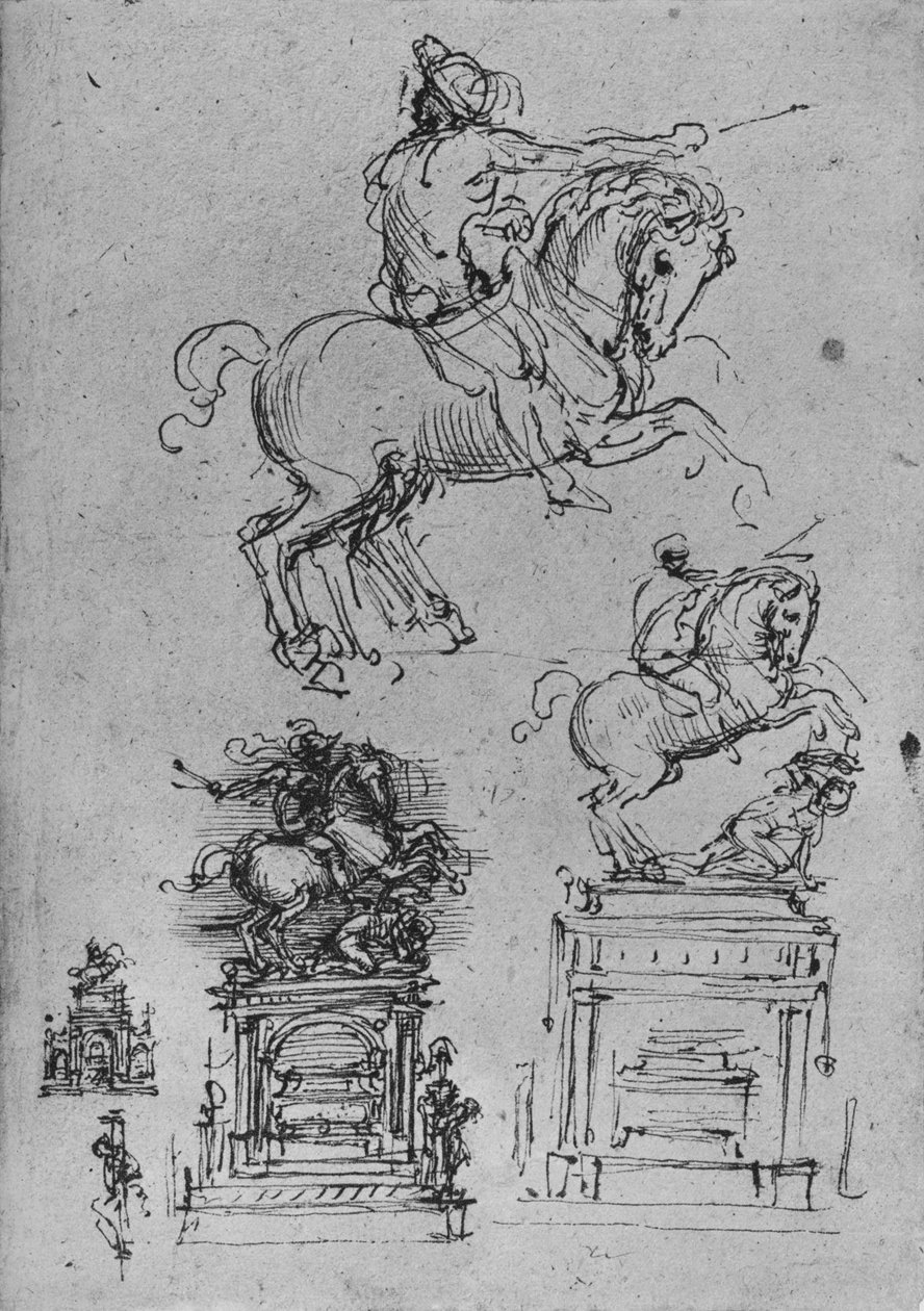 Bir Binicilik Anıtı için Dört Çalışma, c1480 1945 by Leonardo da Vinci