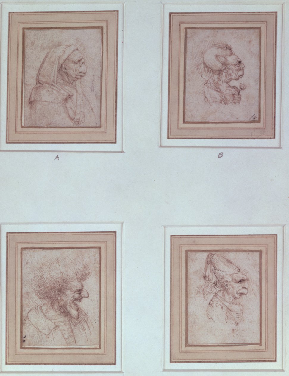 dört karikatür by Leonardo da Vinci