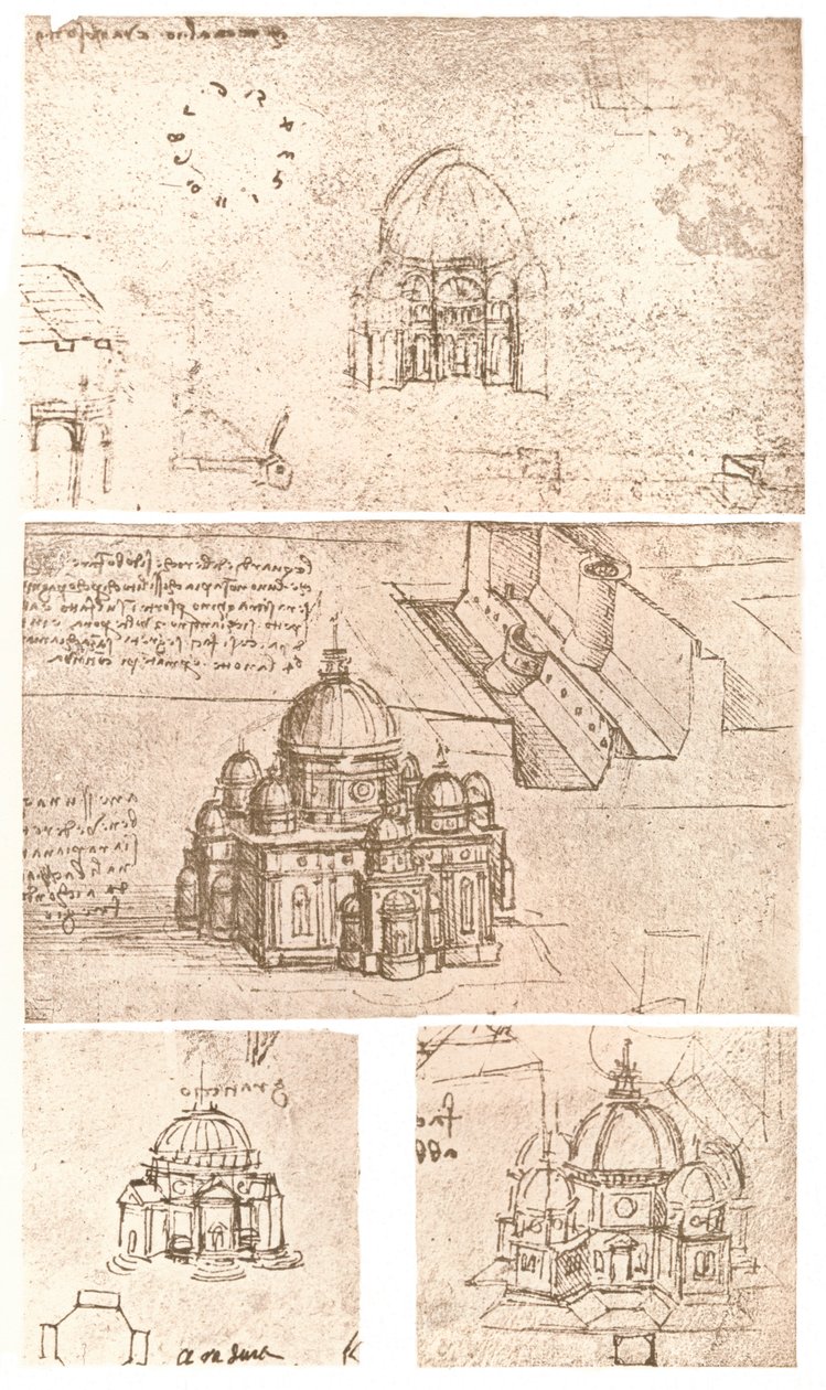 Kilise mimarisinin dört çizimi, c1472-c1519 1883 by Leonardo da Vinci