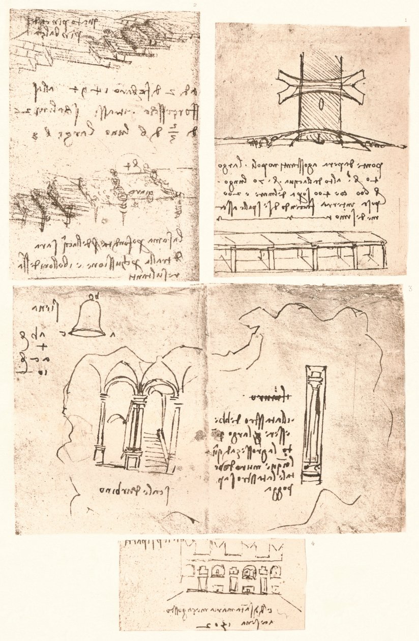 Dört topografik çizim, c1472-c1519 1883 by Leonardo da Vinci