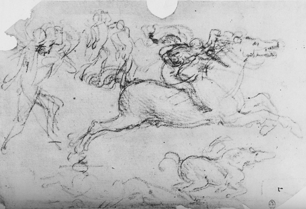 Dörtnala Atlı ve Diğer Figürler, c1480 1945 by Leonardo da Vinci