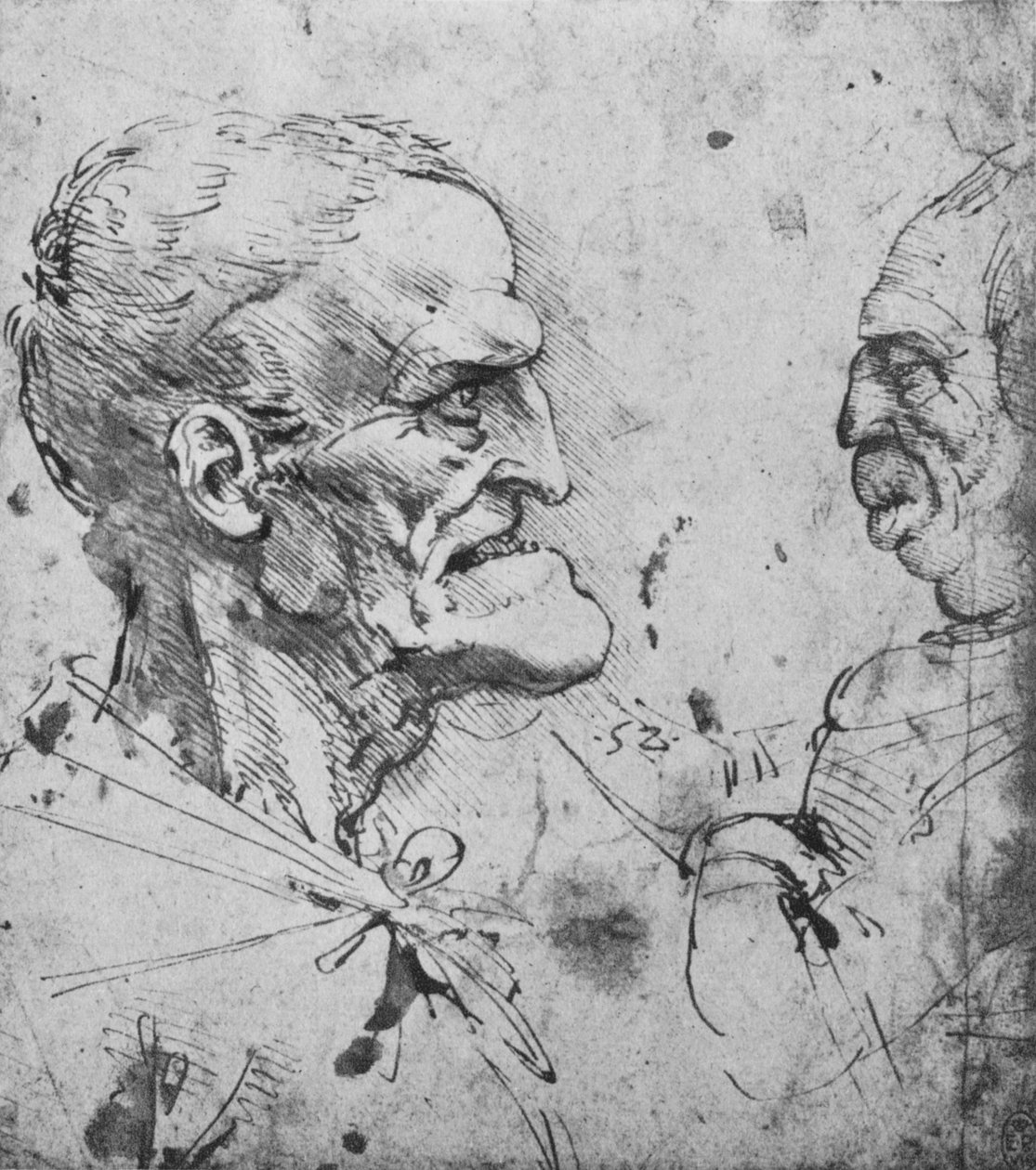 Bir Erkek ve Kadının Karşısındaki Grotesk Profiller, c1480 1945 by Leonardo da Vinci