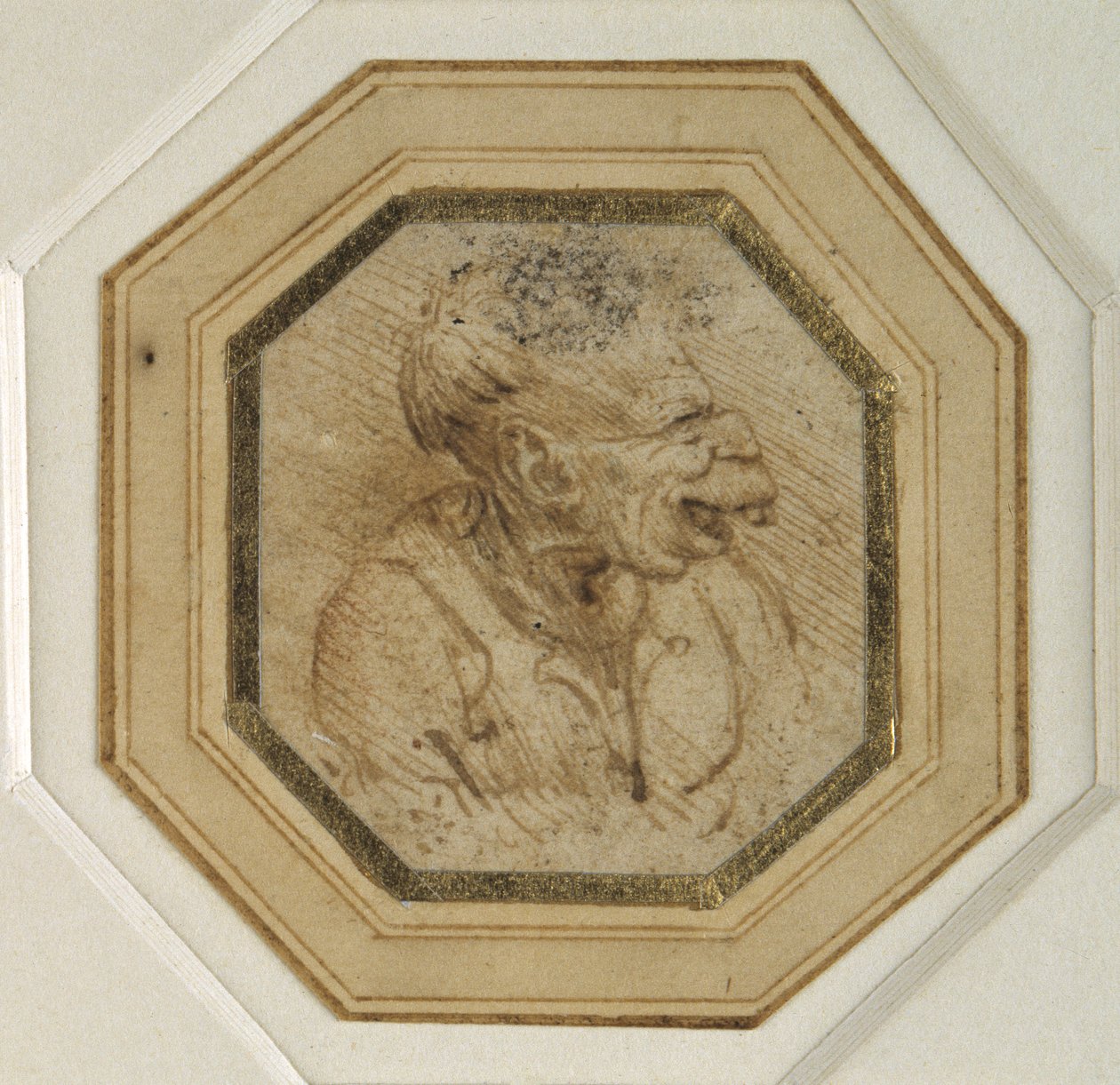 Grotesk kafa (kağıt üzerine kalem ve mürekkep) by Leonardo da Vinci