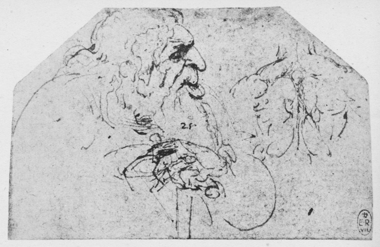 Bir Çubuğa Yaslanmış Yaşlı Bir Adamın Yarım Boyu, c1480 1945 by Leonardo da Vinci