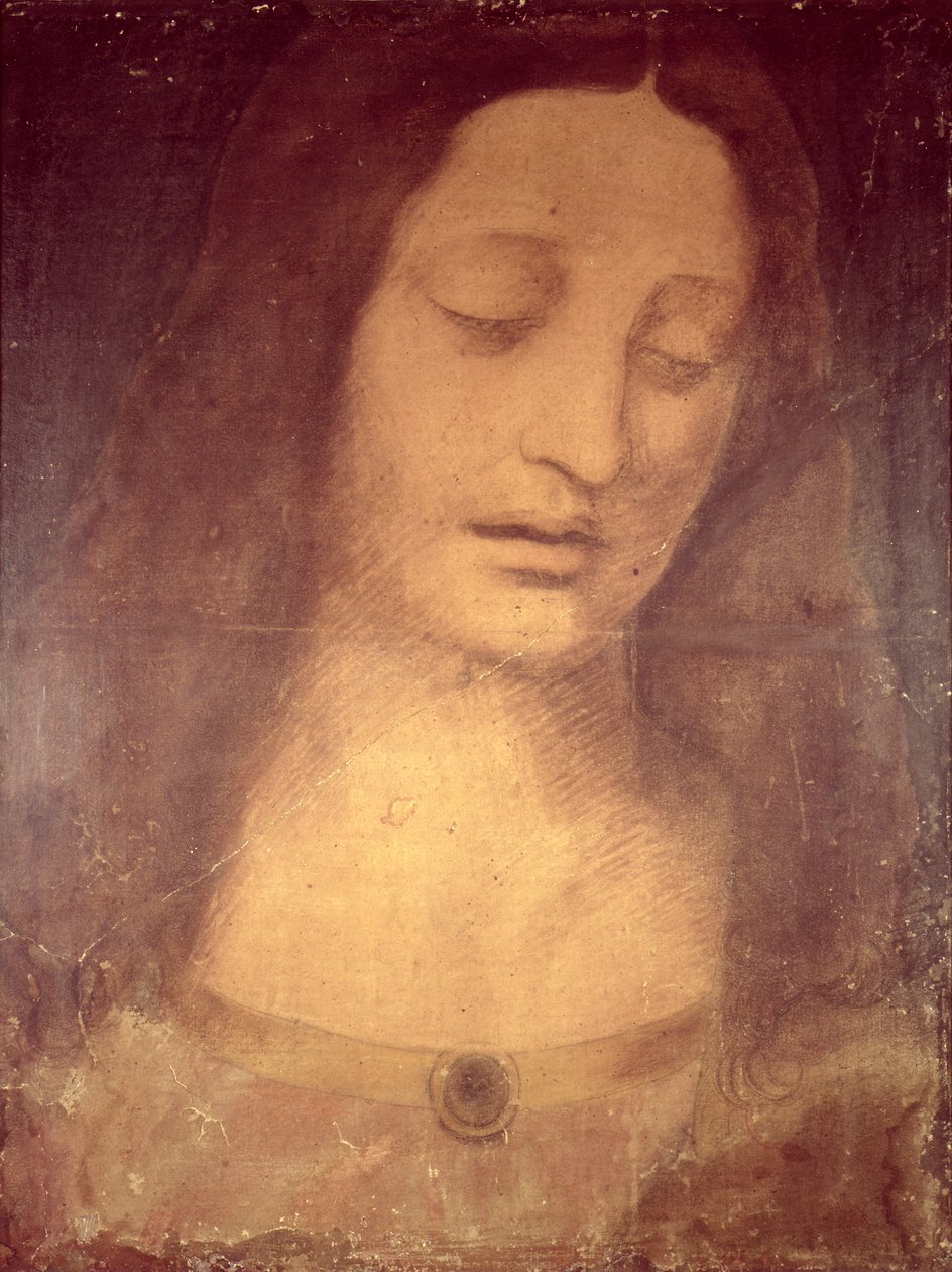 İsa'nın başı (kalem ve yıkama) by Leonardo da Vinci