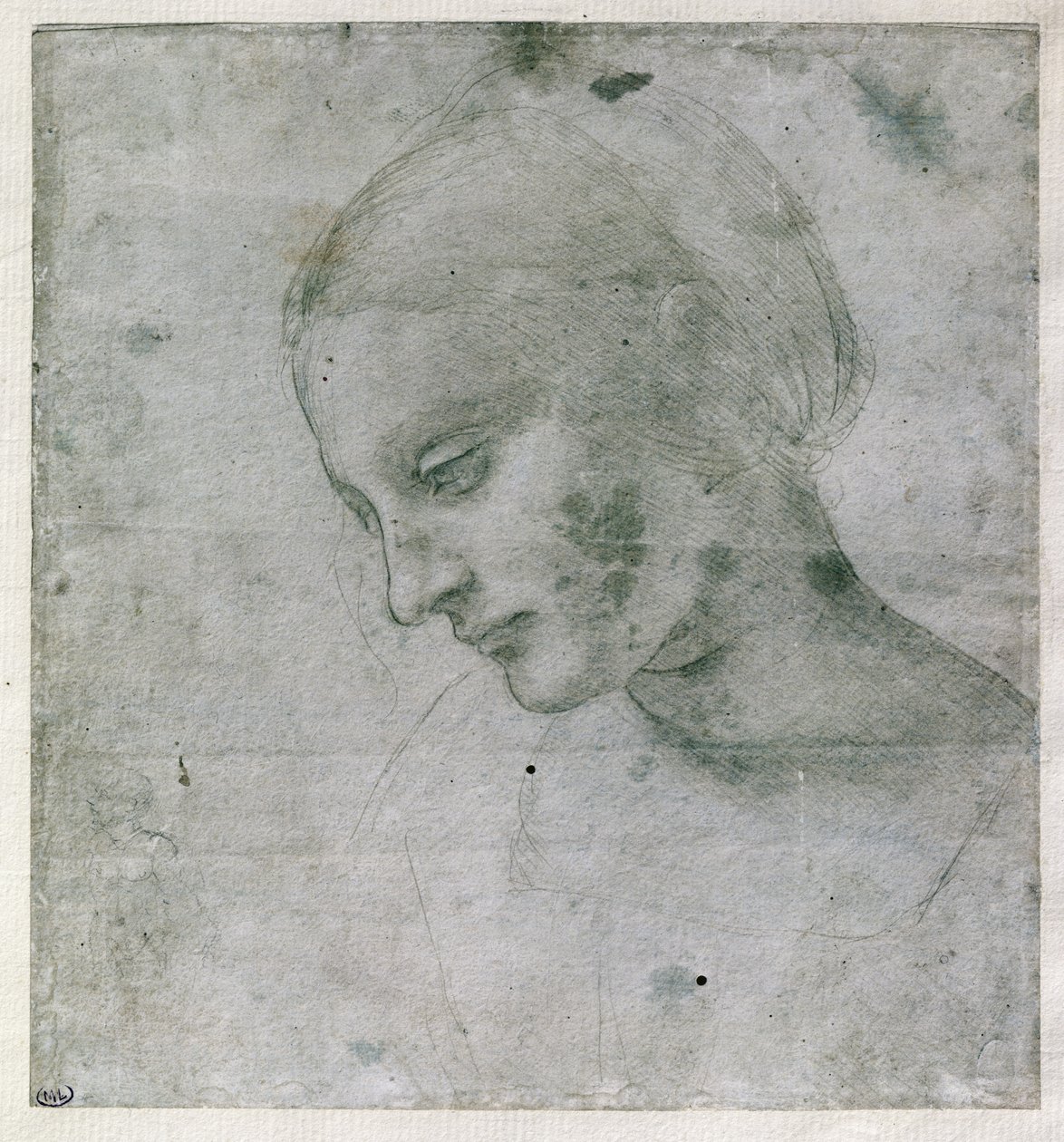 Genç Kadının Başı veya Bakirenin Başı, c.1490 (kağıt üzerinde gümüş uçlu) by Leonardo da Vinci