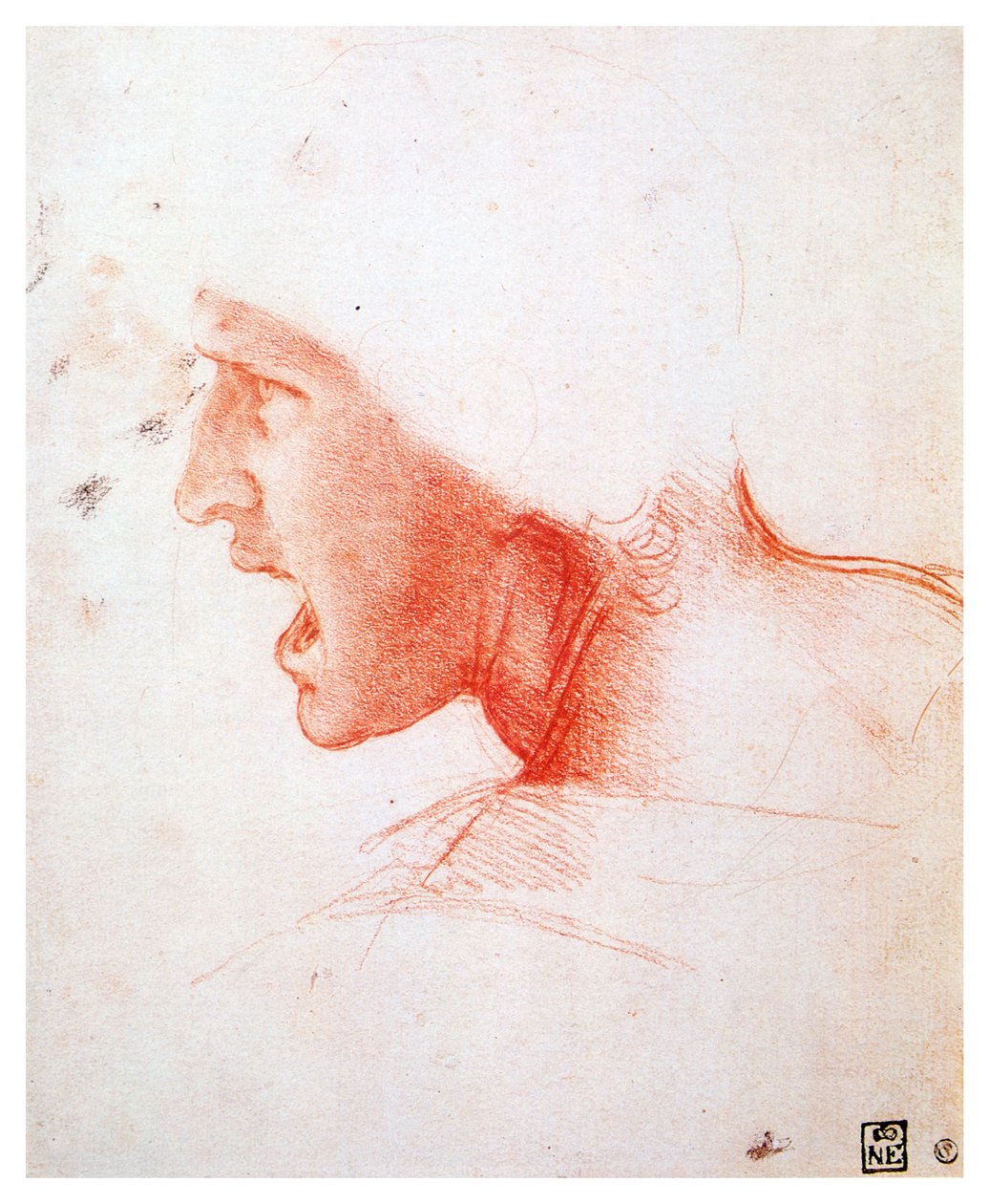 Soldaki profilde bağıran bir adamın başı, 1503-1504 by Leonardo da Vinci