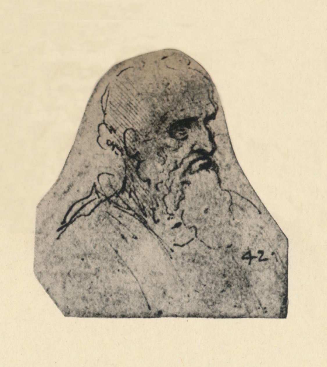 Sağa Dönmüş Yaşlı Bir Adamın Başı, c1480 1945 by Leonardo da Vinci