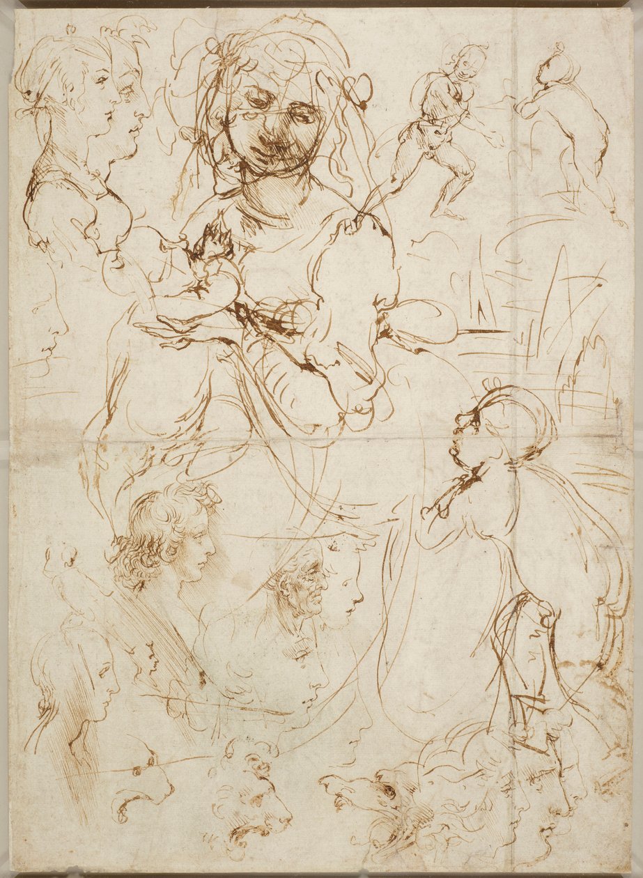 Başlar ve figürler, yaklaşık 1478. by Leonardo da Vinci