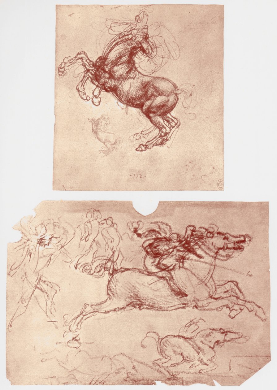 At Yetiştirme ve Atlılar ve Yaya Askerler, c1504. by Leonardo da Vinci
