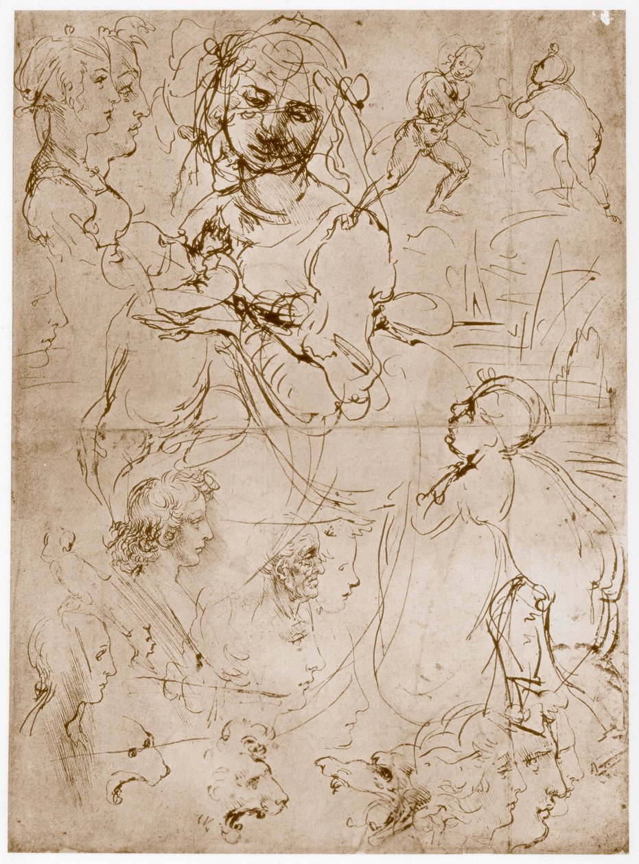 Çocuk ve St.John ile diz çökmüş Madonna, 1478-1480 by Leonardo da Vinci